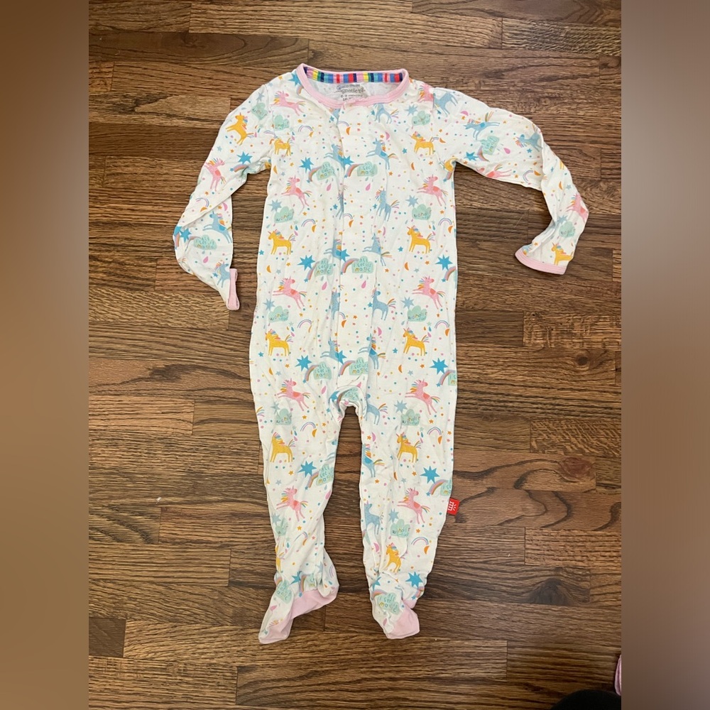 Magnetic Me glitter sparkle modal unicorn footie 6-9 months